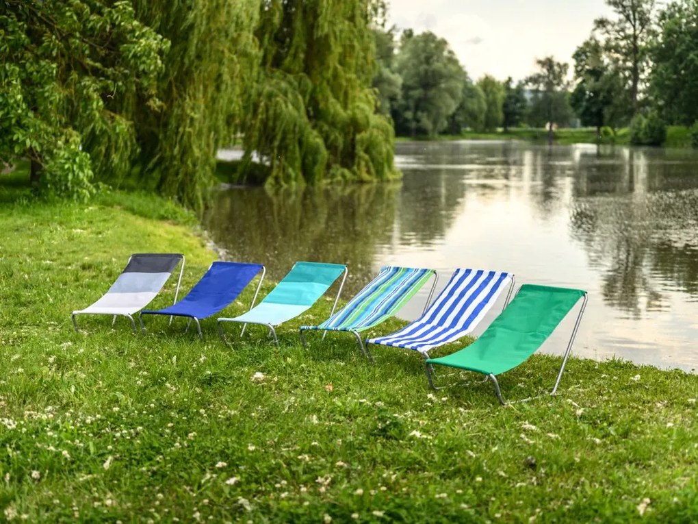 Súprava 2 ks skladacích plážových ležadiel SAND, modré pruhy