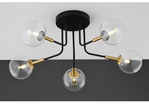 Jupiter 2040 - Luster na tyči BURANO 5xG9/10W/230V čierna/zlatá/číra