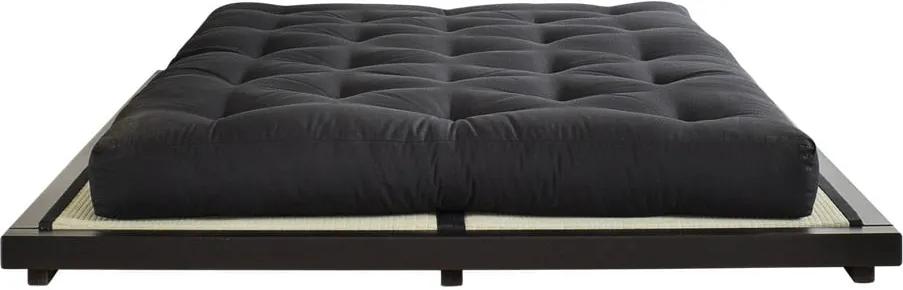 Dvojlôžková posteľ z borovicového dreva s matracom Karup Design Dock Double Latex Black/Black, 160 × 200 cm