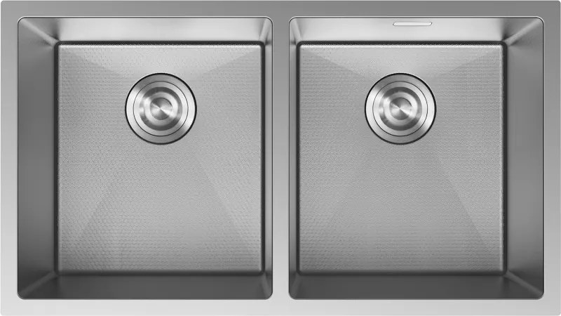 Mexen Binox, 2-komorový nerezový drez 800 x 450 mm, brúsena oceľ, vzor voština, 6421802000-01HC