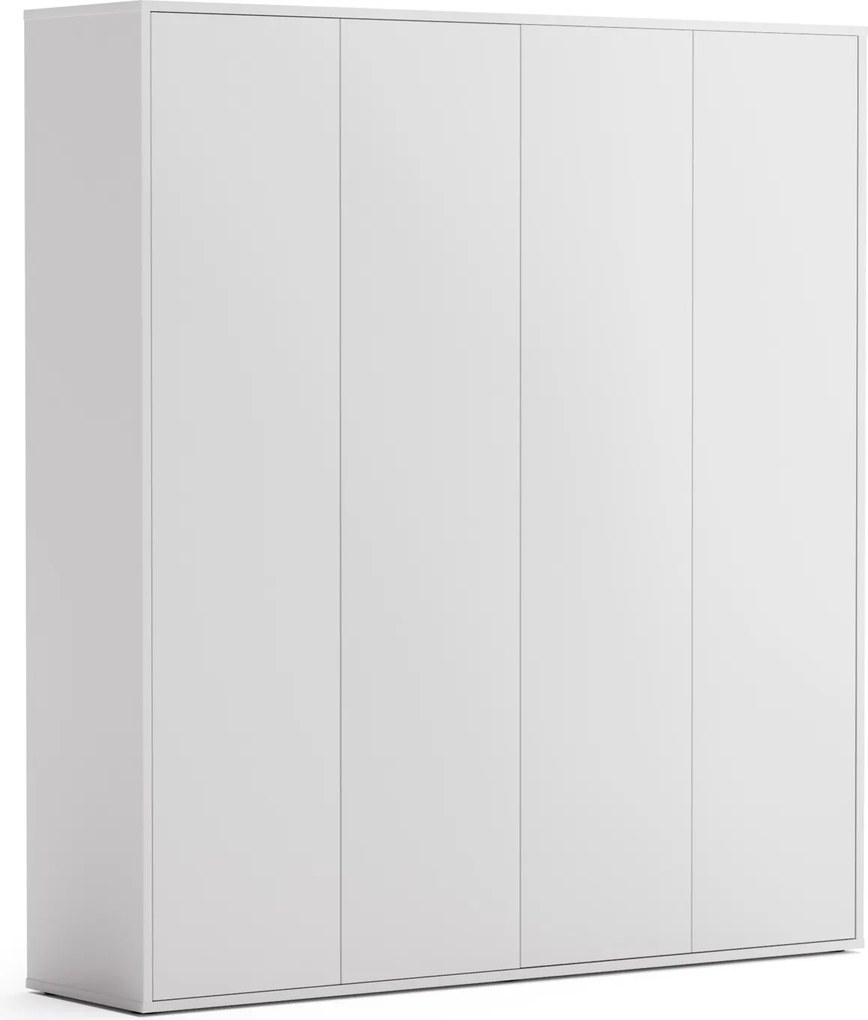 Kancelárska spisová skriňa BLOCK, 4× dvere, 1600 × 400 × 1748 mm, biela