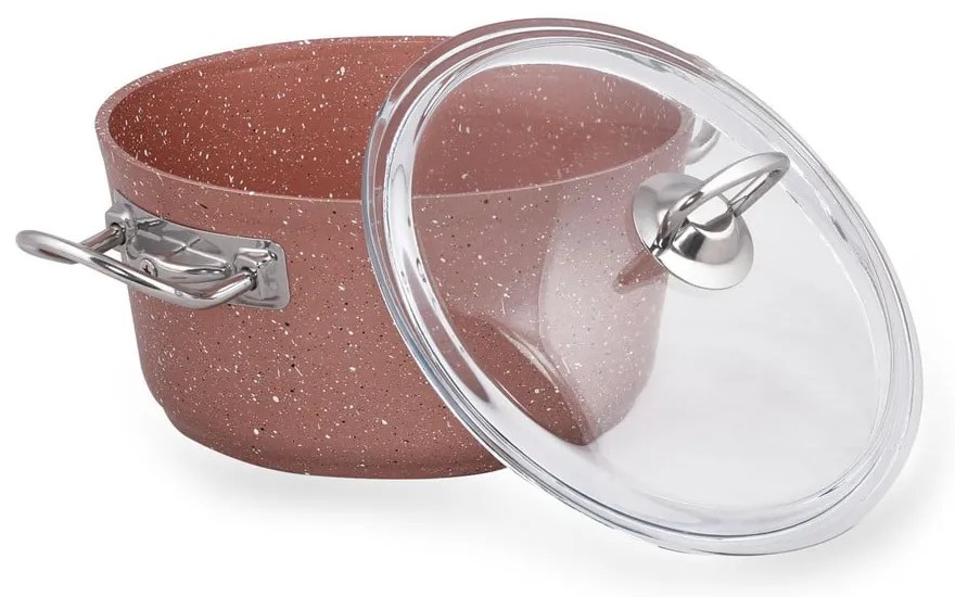 Ružový hliníkový hrniec s pokrievkou Güral Porselen Classic, ø 20 cm