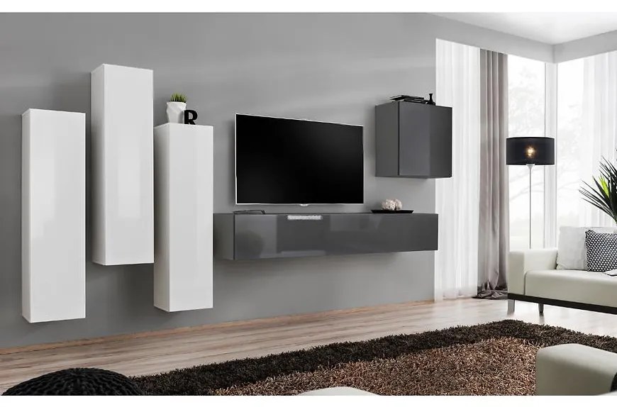 Obývacia stena Switch III Biely/Grafit