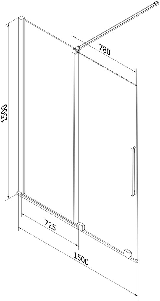 Mexen Velar, 2-krídlová posuvná vaňová zástena 150 x 150 cm, 8mm číre sklo, ružové zlato, 896-150-000-01-60