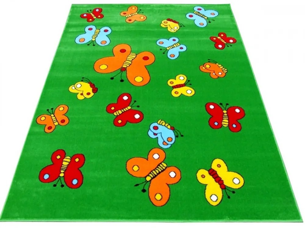 Detský kusový koberec Motýle zelený, Velikosti 160x220cm