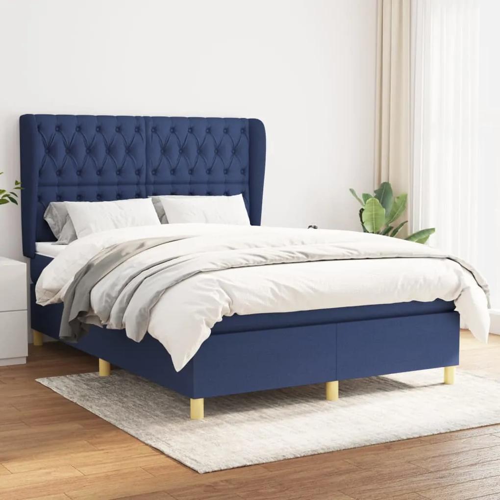 Boxspring posteľ s matracom modrý 140x190 cm látka 3128763