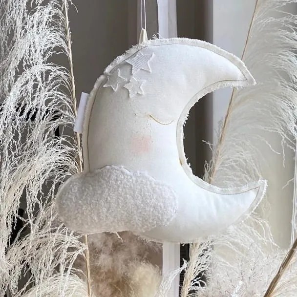 Závesná dekorácia mesiac biela 31x31x10cm