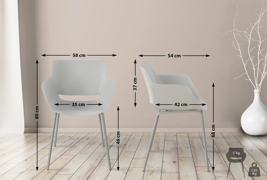 Design-Shop Set 2 stoličiek Alpena - svetlo šedá