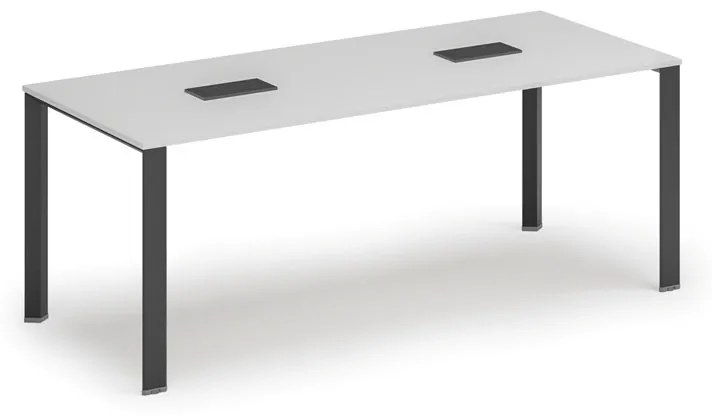 Stôl PRIMO INFINITY 2000 x 900 x 750, biela + 2x stolná zásuvka TYP V, čierna