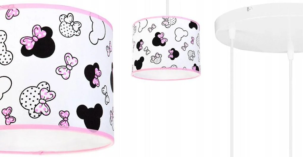 Detské závesné svietidlo Minnie, 3x textilné tienidlo so vzorom, o