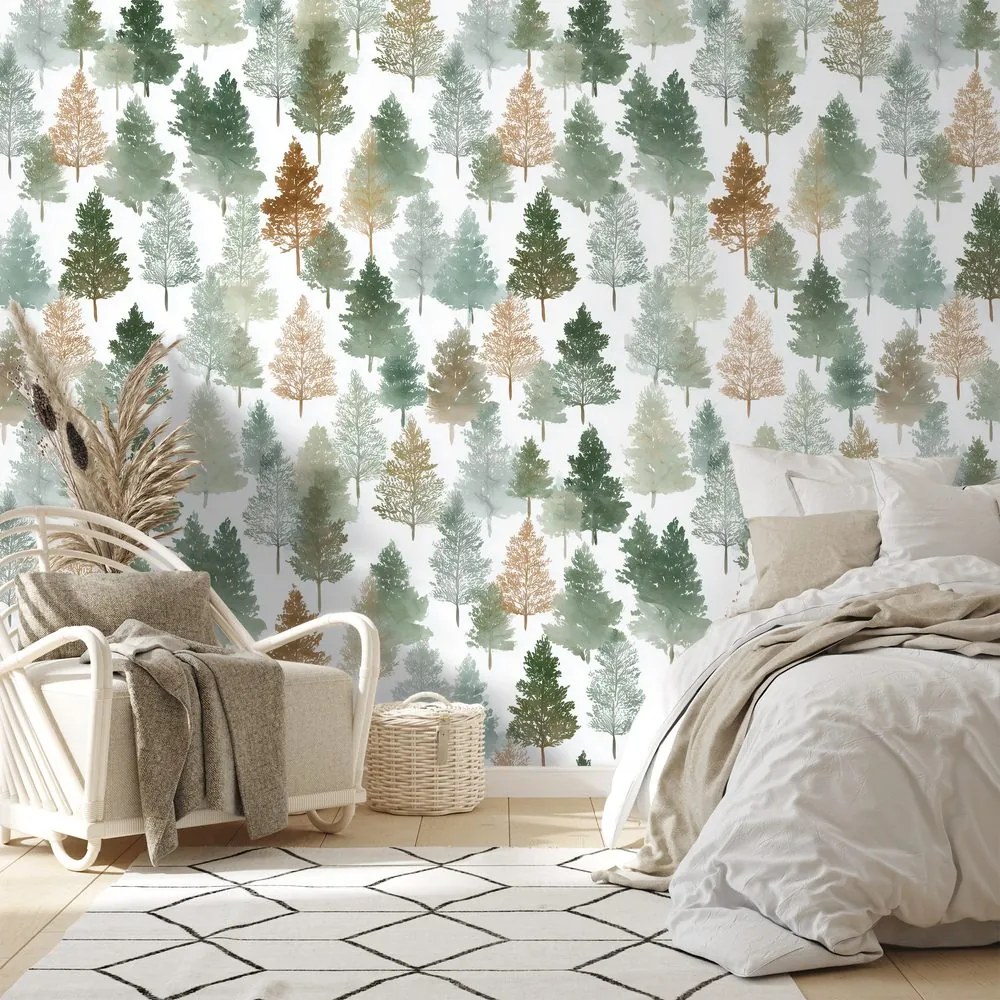 Tapeta pestrofarebné lesné stromy