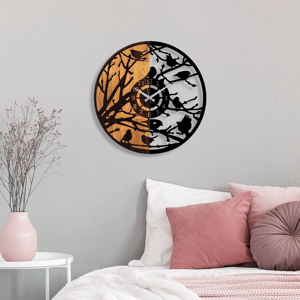 Dekoratívne nástenné hodiny WALLIE WOODEN 56 cm orech/čierne