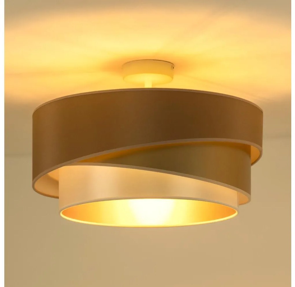 Duolla - Prisadený luster KOBO 1xE27/15W/230V pr. 45 cm medená/zlatá/biela