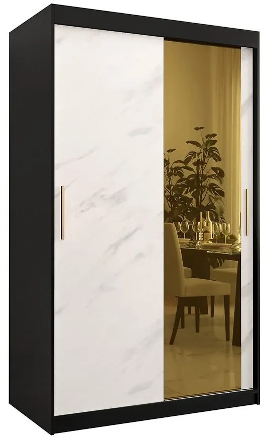 Skriňa Platinum T2 120 čierna marmur/biely