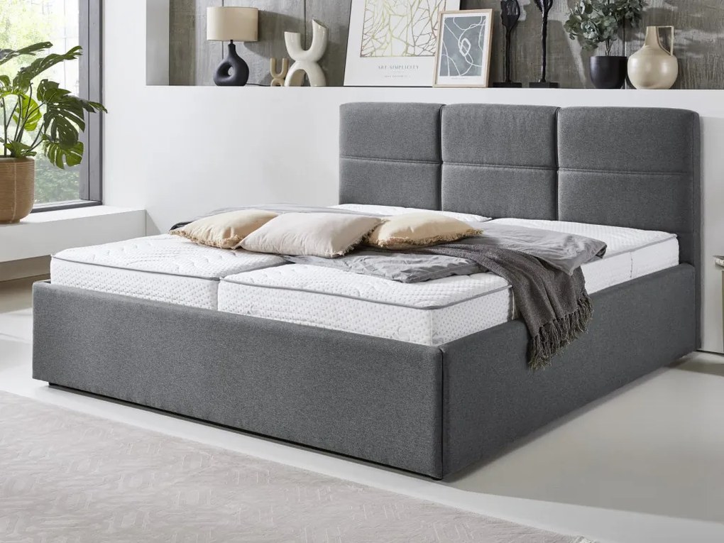 Posteľ Domango 140x200 cm,stredne šedá látka