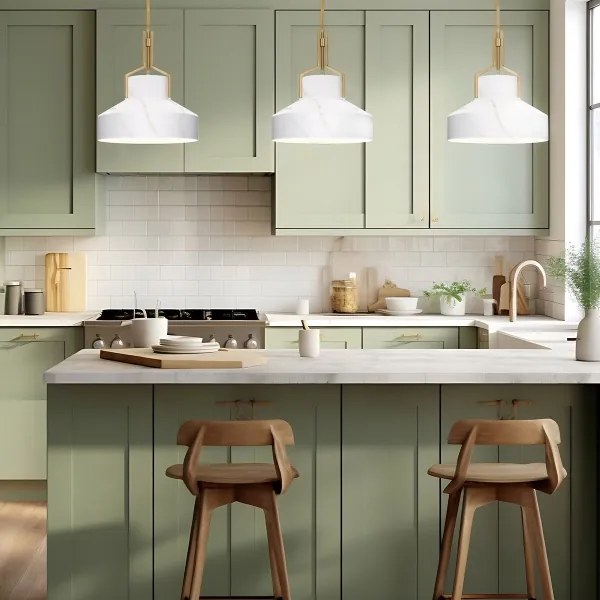 Quoizel QZ-BRECKEN-2P-AB-ABG - Luster BRECKEN 2xE27/60W/230V zlatý s mramorovým dekorom