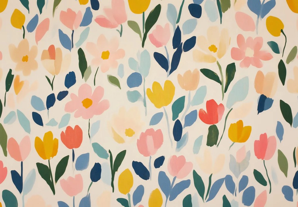 Fototapeta - Veselý kvetinový vzor (147x102 cm)