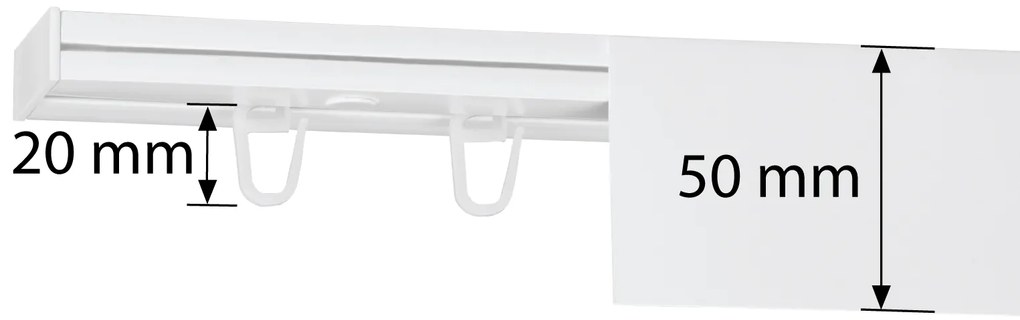 Dekodum PVC stropná lišta s krytom jednoduchá biela Dĺžka koľajnice (cm): 150, Typ prichytenia: Háčiky