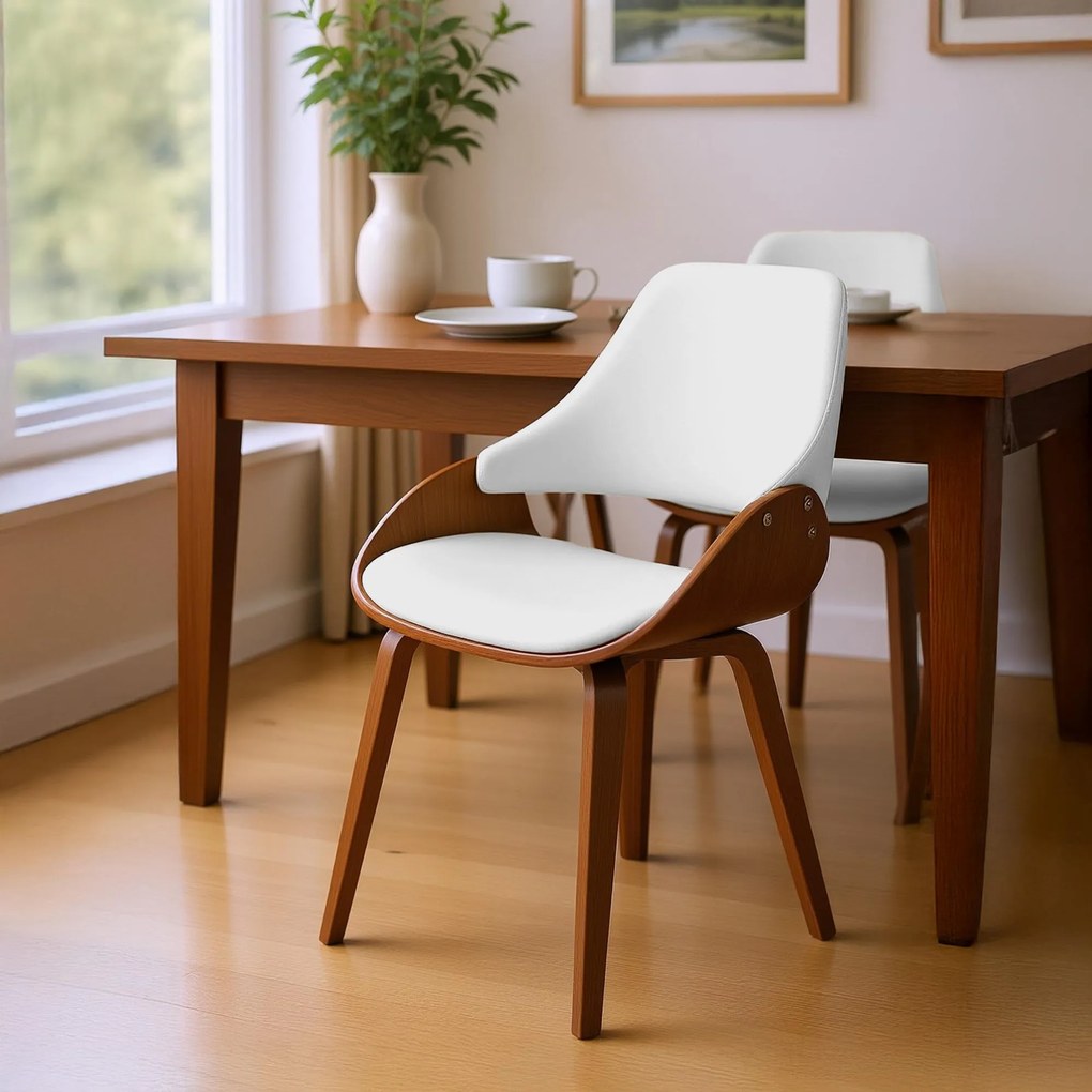 Sada 2 ks jedálenskej stoličky Vangale - orech/biela