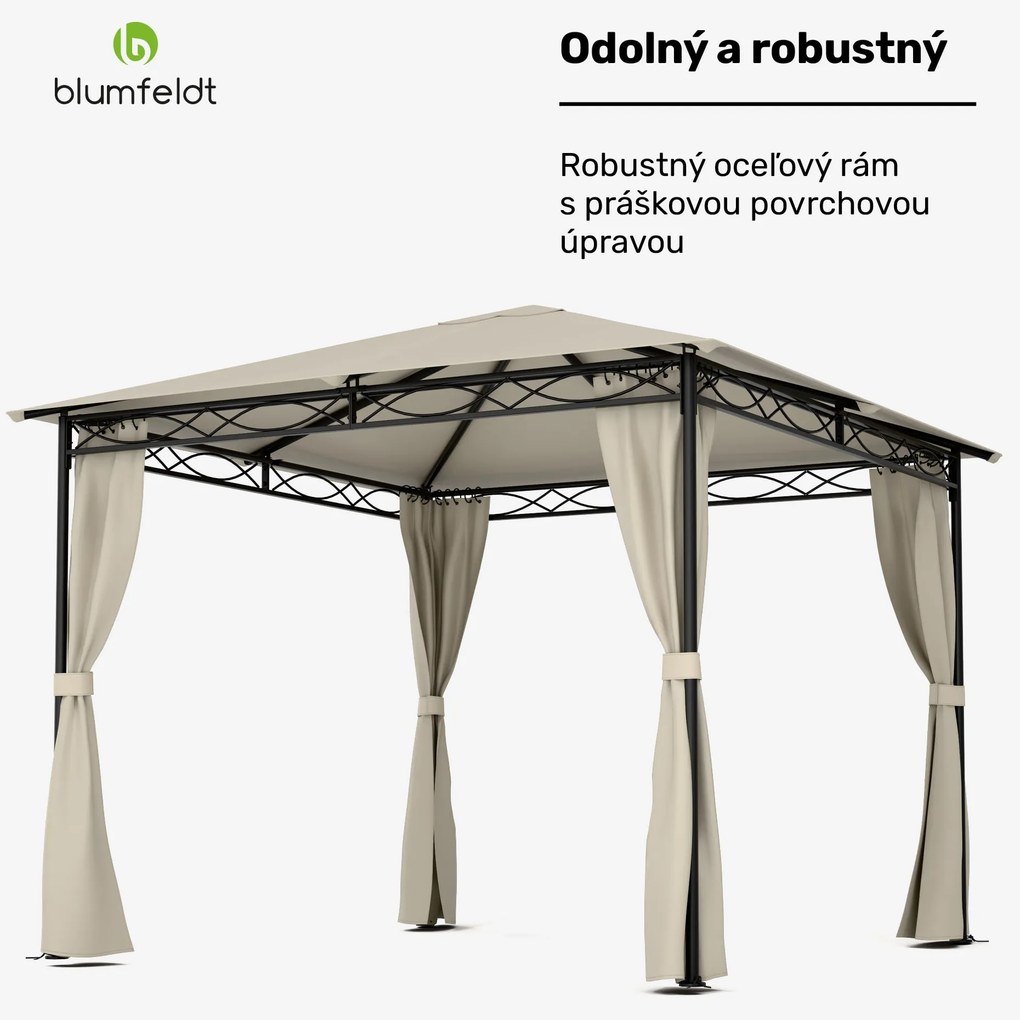 Blumfeldt Mondo, záhradný altánok, párty stan, 295 x 262 x 295, oceľ, polyester, béžový