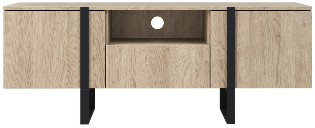 TV stolík Verica s otvorenou policou 150 cm - dub piškótový / čierne nožičky