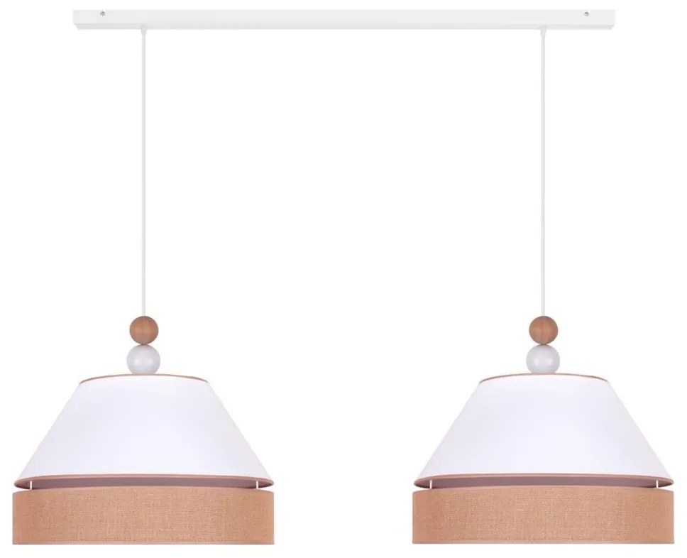 Duolla - Luster na lanku AVIGNON 2xE27/15W/230V biela/hnedá