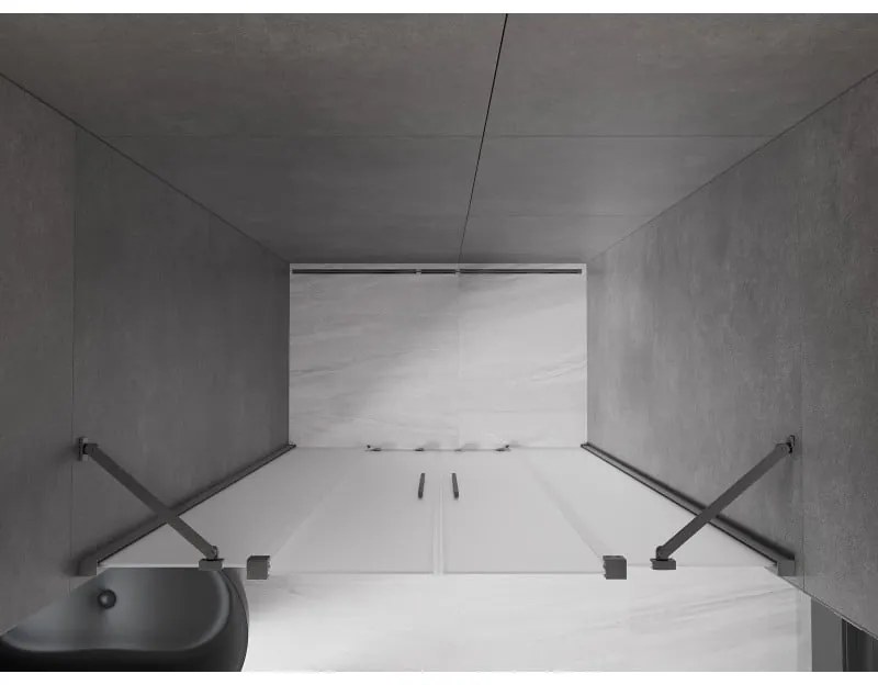 Mexen Velar Duo, posuvné sprchové dvere do otvoru 150 cm, 8mm sklo námraza, grafit brúsený, 871-150-000-32-66