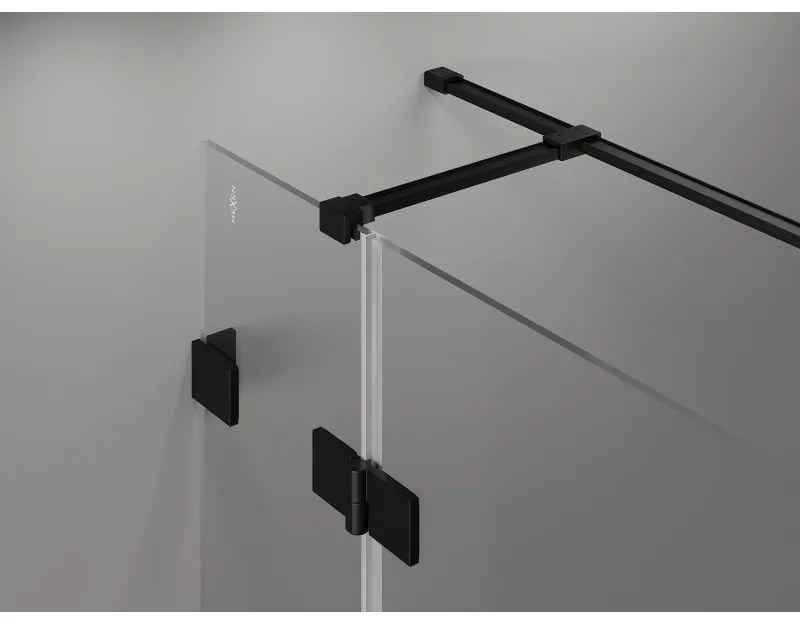 Mexen Lunar T pravý výklopný sprchový kút 140 x 100 cm, číre sklo, čierna matná, 834T-140-100-70-00-P