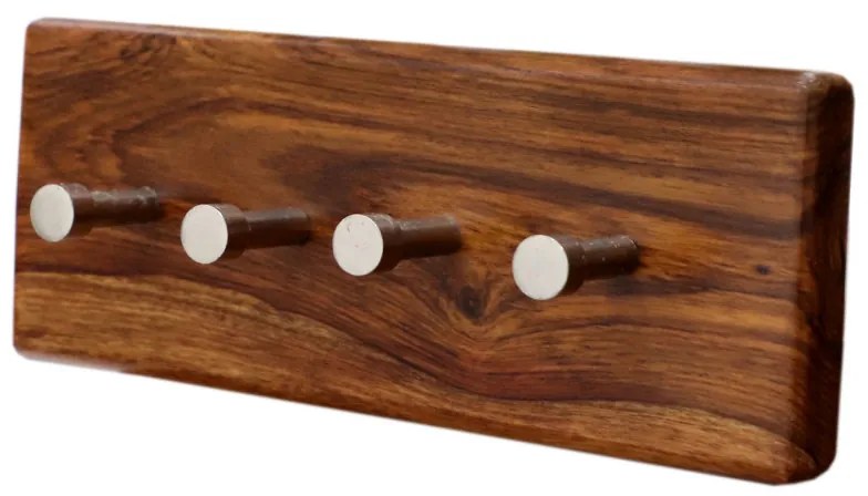 Vešiak na kľúče Tina s 4 háčikmi 25x10x2,5 indický masív palisander Natural