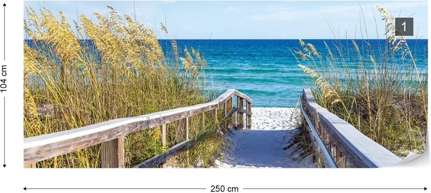 Fototapeta GLIX - Sylt White Sand Beach Path Coastal + lepidlo ZADARMO Vliesová tapeta  - 250x104 cm