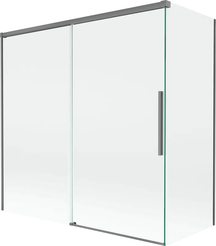 Mexen Rox, 2-krídlová posuvná vaňová zástena 160 + 75 x 150 cm, 8mm číre sklo, grafitový profil, 8C9-160-075-95-00