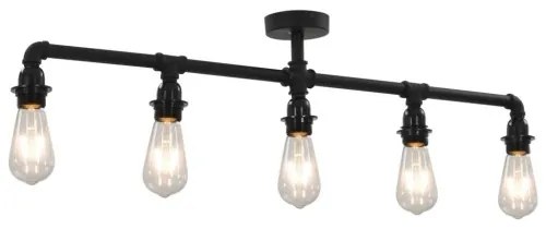 vidaXL Stropná lampa čierna 5 x E27 žiarovky-