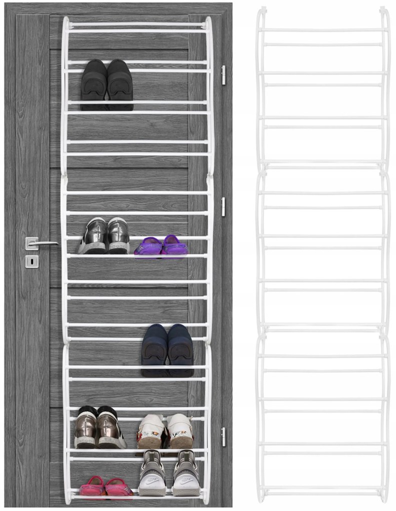 Verk 01875 Závesný botník na dvere pre 36 párov topánok biela