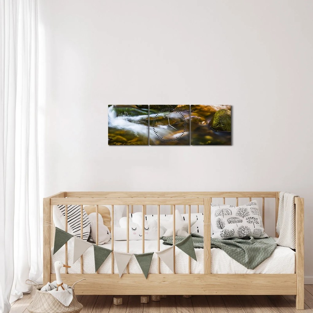Obraz potôčiku (s hodinami) (90x30 cm)