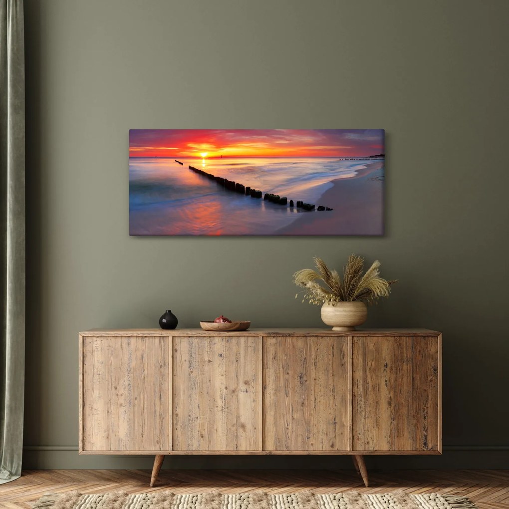 Obraz - Západ slnka, Baltské more, Poľsko (120x50 cm)