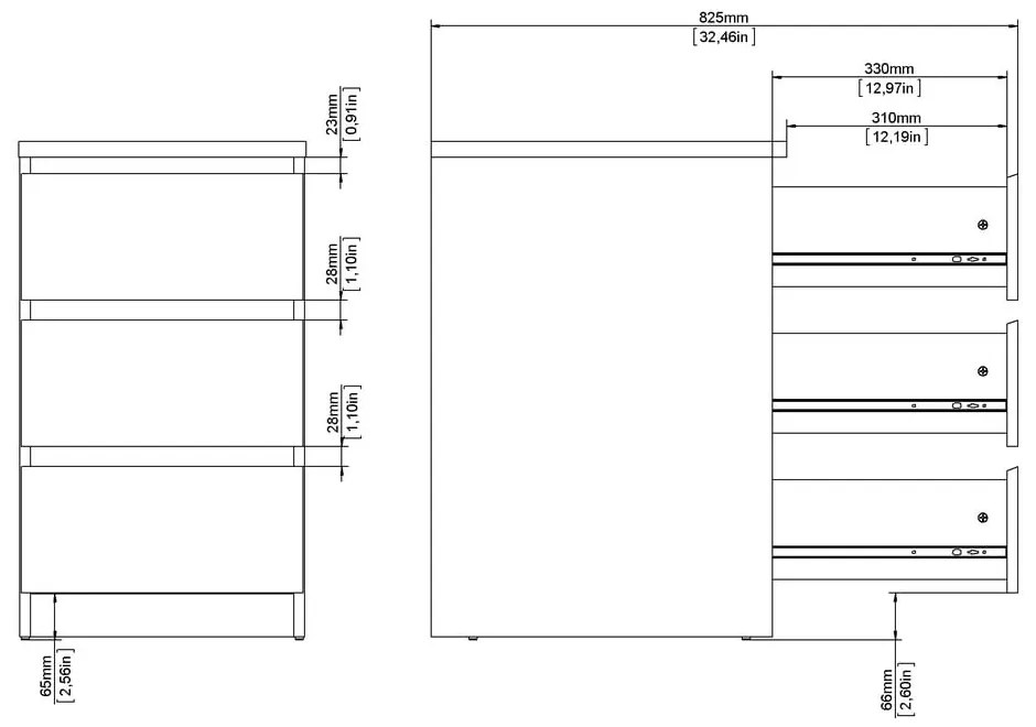 Komoda v dekore duba v prírodnej farbe 40x70x50 cm Naia – Tvilum