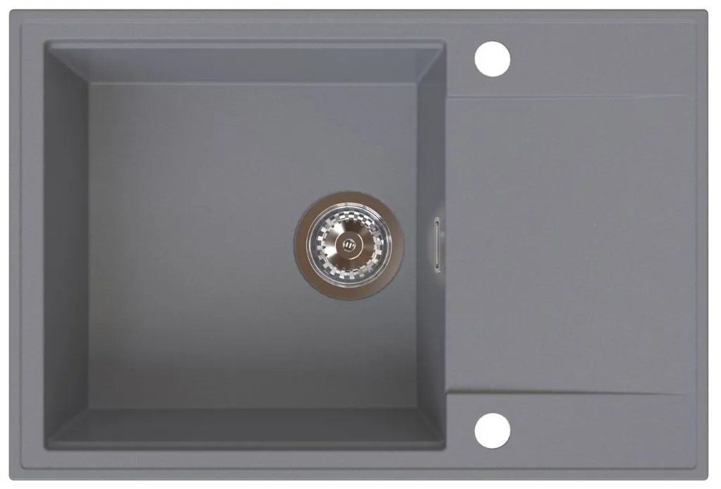 Sink Quality Sink55, kuchynský granitový drez 680x460x215 mm + chrómový sifón, šedá, SKQ-SINK.D.1KDO.X