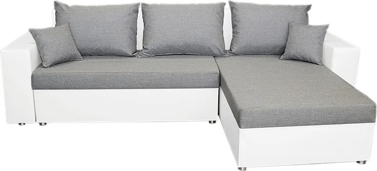 Rohová sedacia súprava Samba II, biela ekokoža/svetlo šedá látka