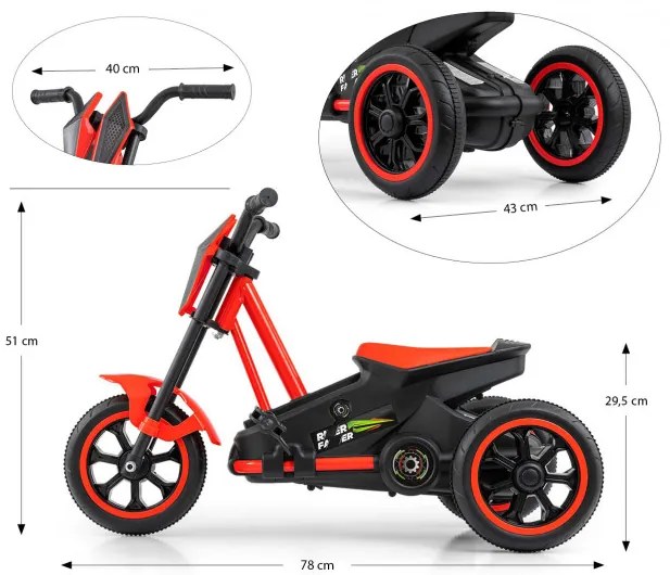 Šlapacia motokára Rider červená