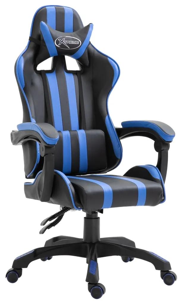 vidaXL Herná stolička, modrá, umelá koža