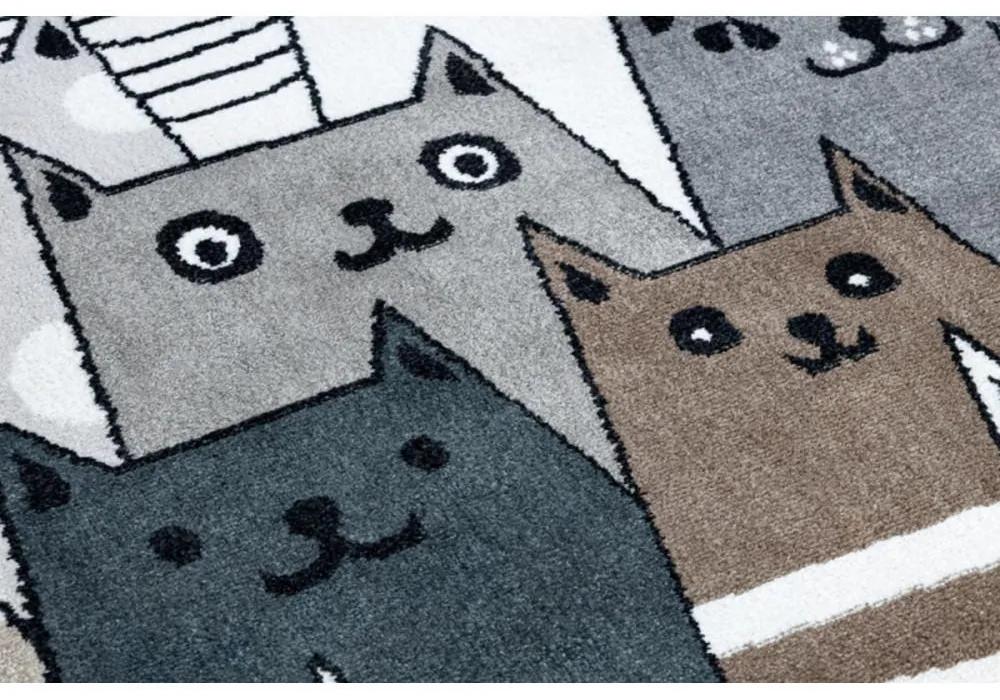 Detský kusový koberec Mačky sivý 240x330cm