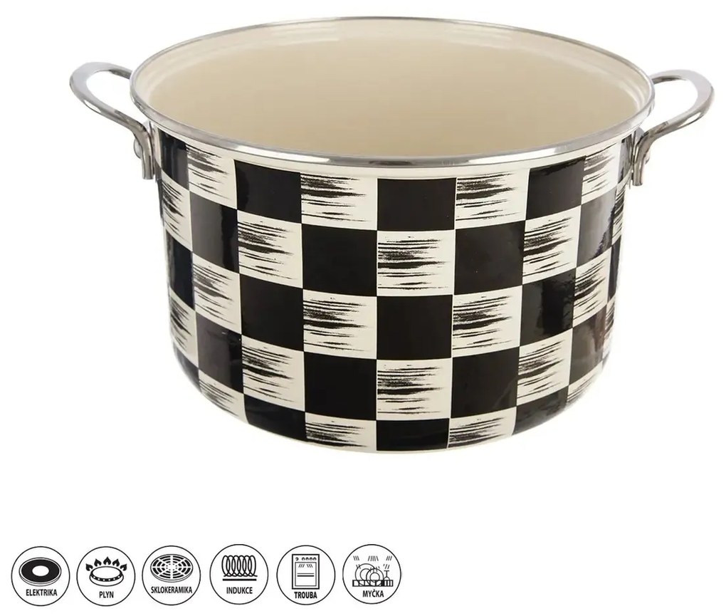 Hrniec smalt ŠACHOVNICA Lem 6,5 l