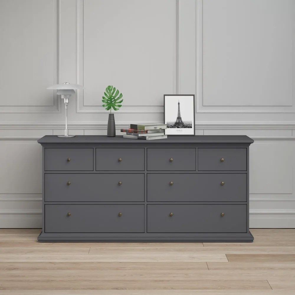 Sivá nízka komoda 183x87 cm Paris – Tvilum