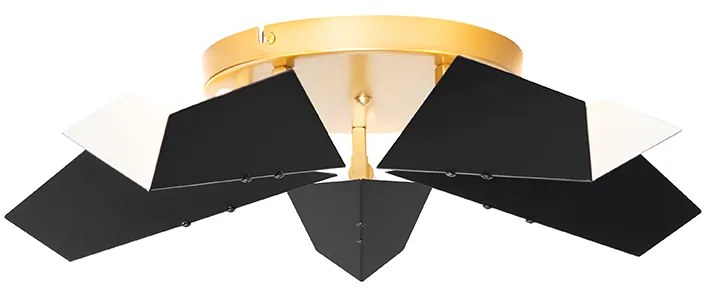 Dizajnové stropné svietidlo čierne so zlatom 5-žiarovkové - Sinem