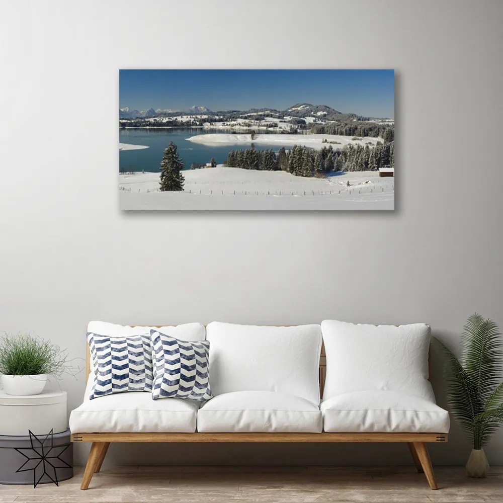 Obraz Canvas Jazero sneh príroda hory 140x70 cm