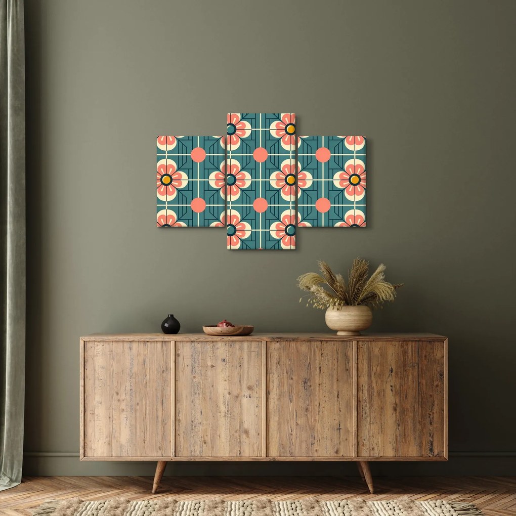 Obraz - Retro vzor s kvetmi (90x60 cm)