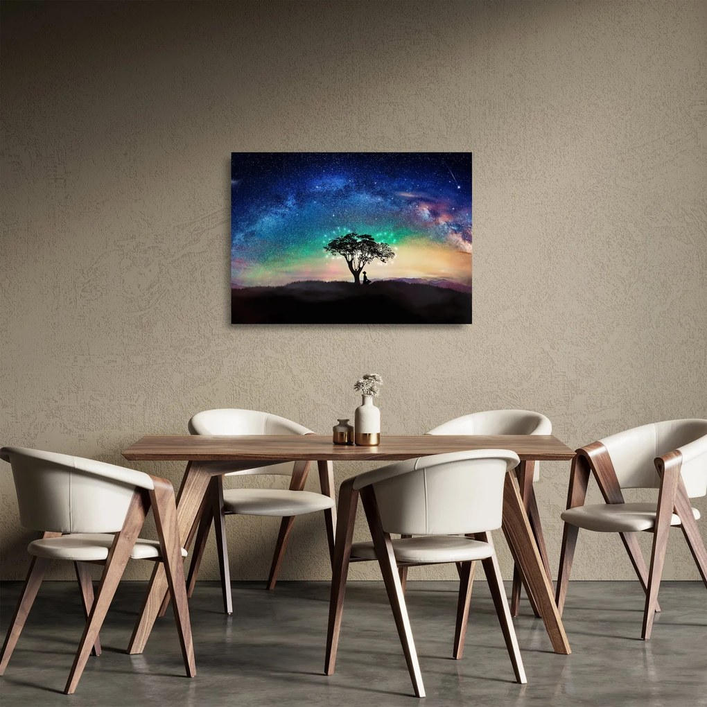 Sklenený obraz - Odpočinok pod hviezdami (70x50 cm)
