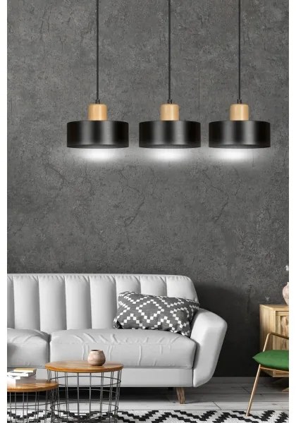Luster na lanku TORIN 3xE27/15W/230V čierna