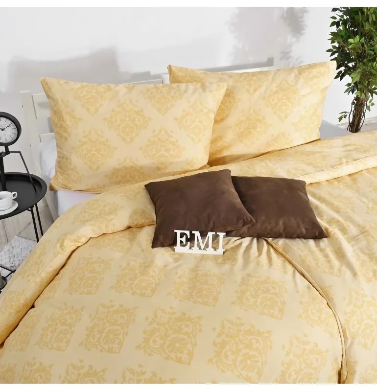 Obliečky ornament Exclusive satén žlté EMI, Štandardný set jednolôžko obsahuje 1x 140x200 + 1x 70x90