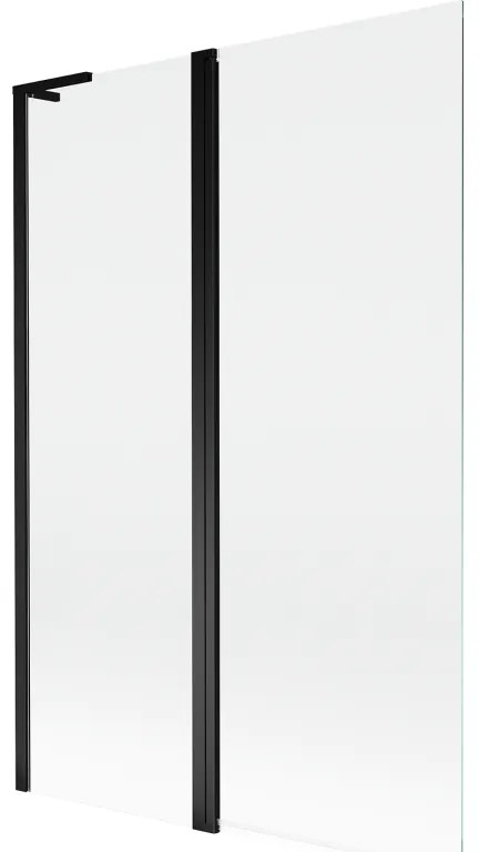 Mexen Mist L, 2-krídlová vaňová zástena 110 x 150 cm, číre sklo, čierny profil, 8A9L-120-011-70-00